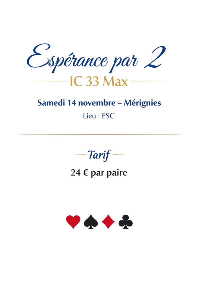 Espérance par 2 le 14 Novembre au GOLF