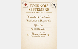 Tournoi en simultané les 4,11,18 et 25 septembre