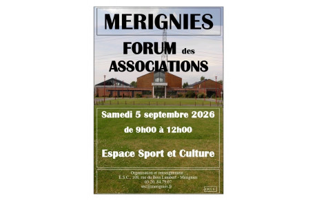 Forum des associations Mérignies, Samedi 5 Septembre 2026 à l’ESC
